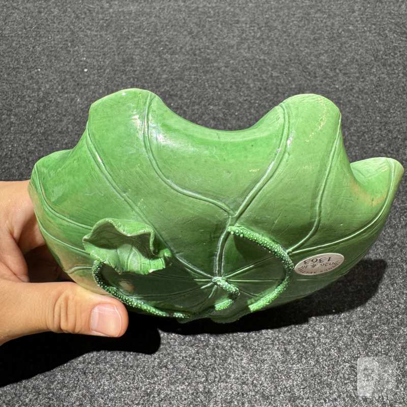 清晚期 绿釉荷花洗 - 图7